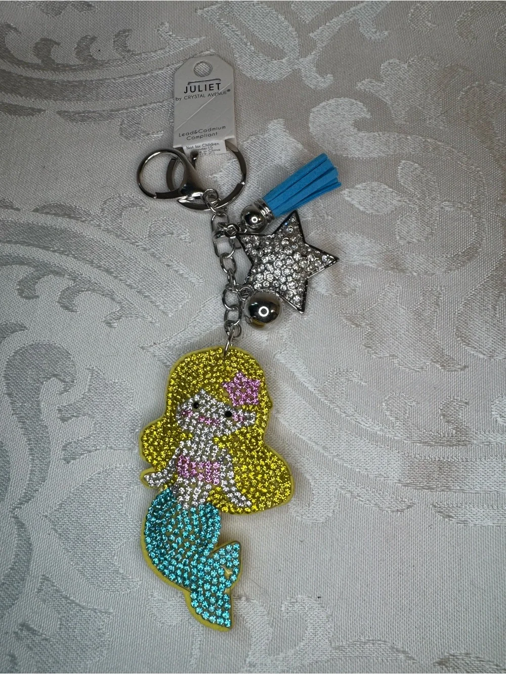 New Juliet Crystal Mermaid Keychain - Yellow & Blue